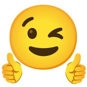 Emoji giving a thumbs up with both hands.