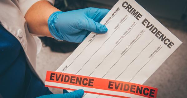 A gloved hand holding a card that says "Crime Evidence"