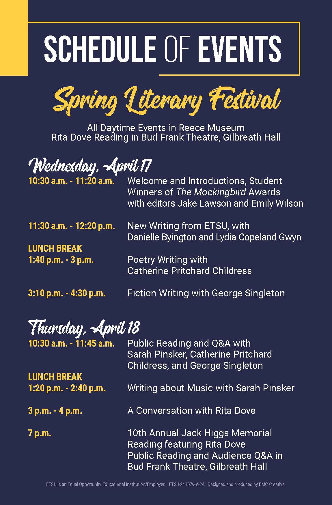 Spring Literary Festival Schedule 