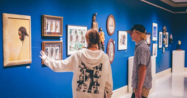 Two students admiring art at the Reece Museum on ETSU's campus