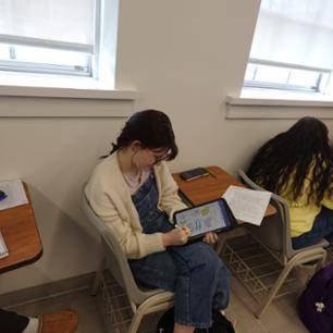 Math students working on an assignment for Math 1410.