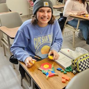 Students working in math education.
