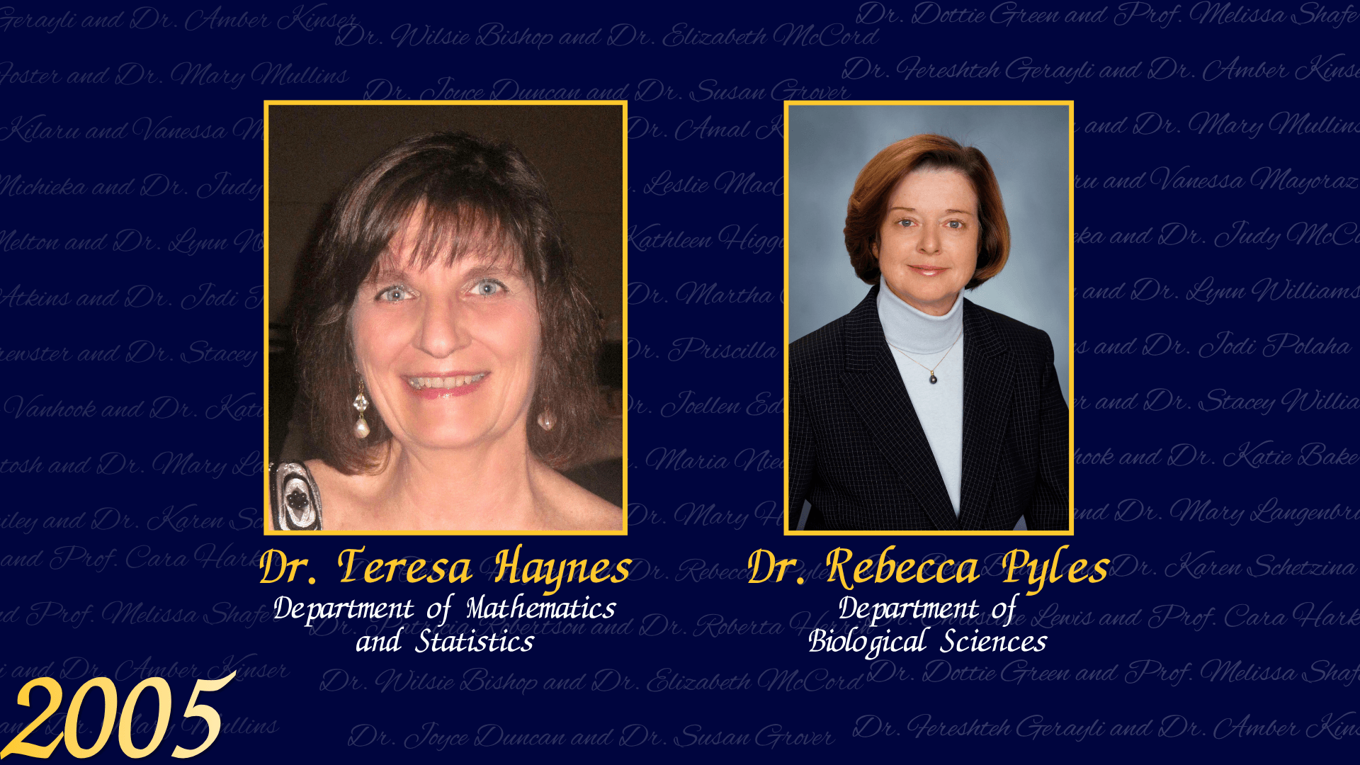 2005 Dr. Teresa Haynes Dr. Rebecca Pyles