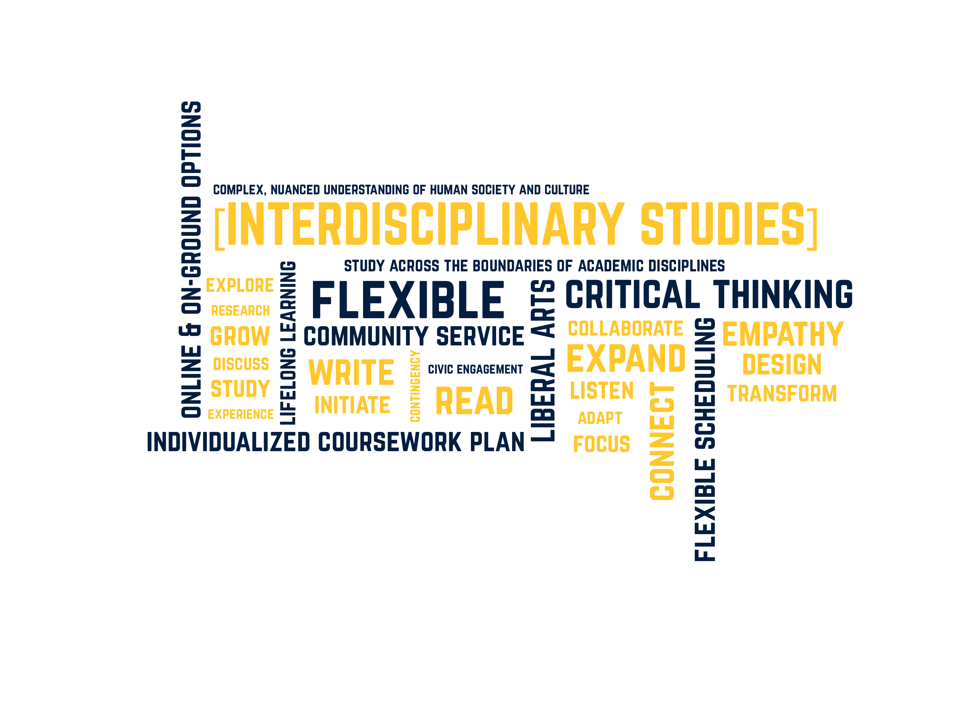 Master of Arts, interdisciplinary studies word cloud