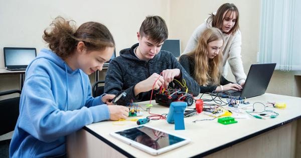 High School Students working on a project together.