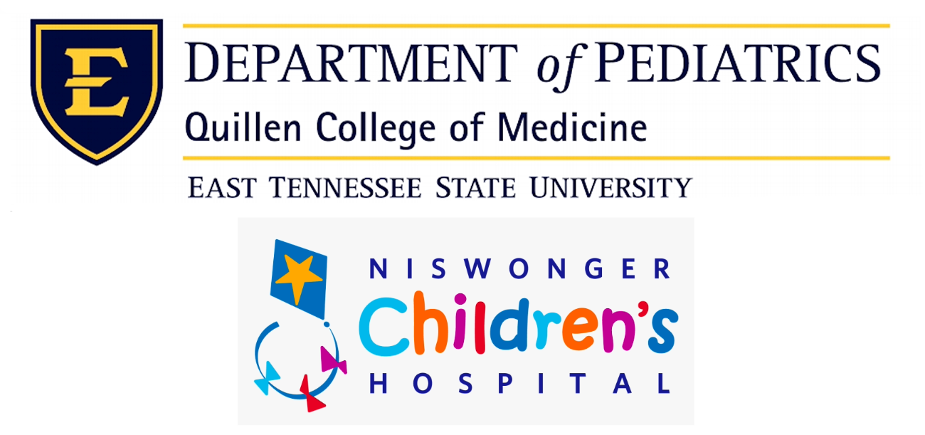 Department of Pediatrics Quillen College of Medicine at East Tennessee State University and Niswonger Children's Hospital Logos