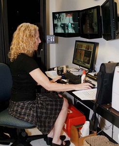 Medical student working on a computer