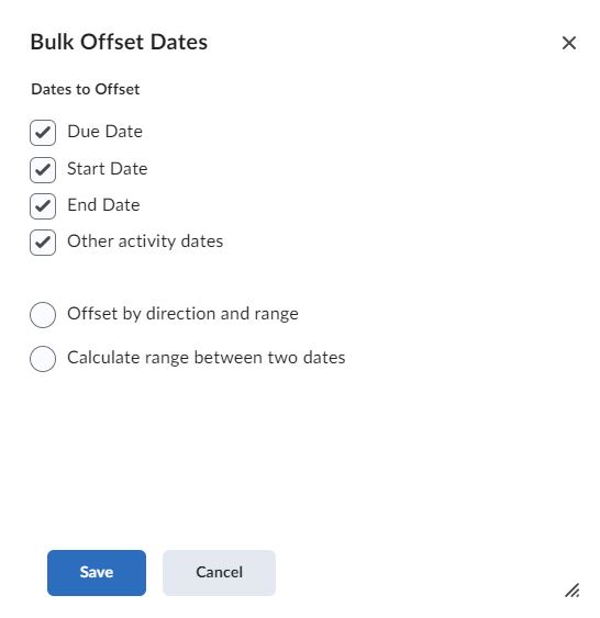 Image of the bulk offset dates pop-up