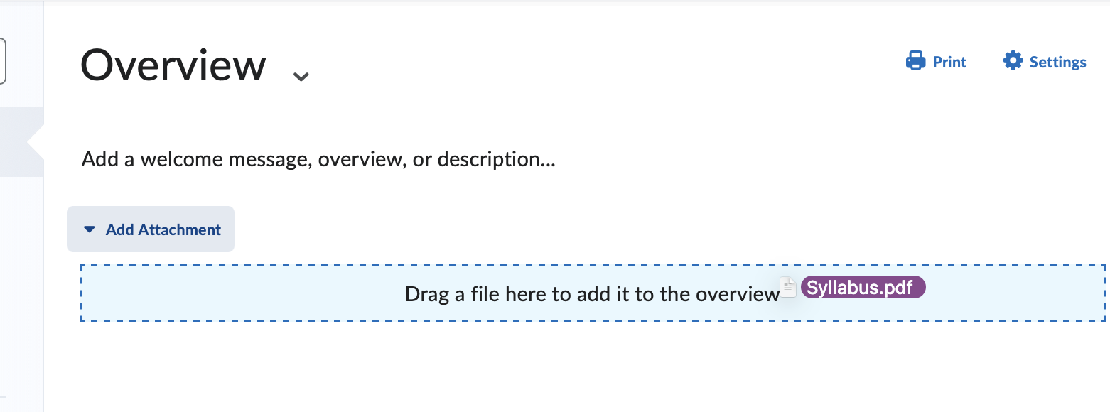 Depiction of a file being uploaded to the overview using the drag and drop method