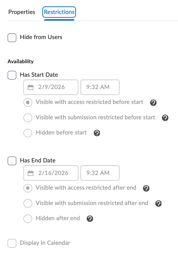 Visibility Options for a Forum to set start and end dates
