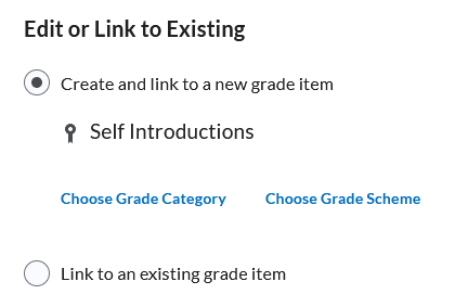 edit or link to existing discussion grading menu