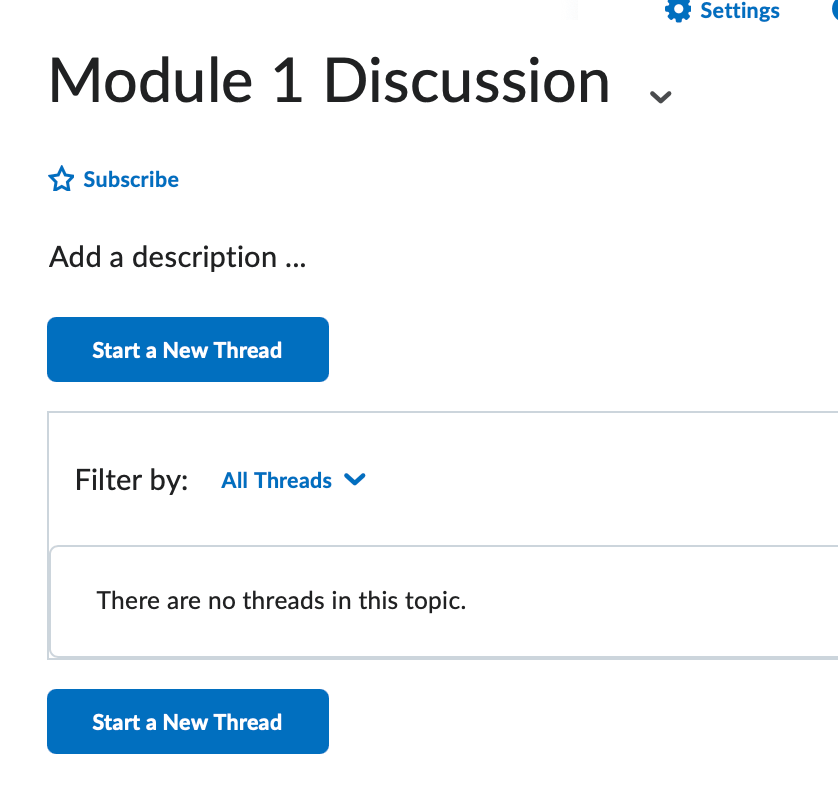 The Start a Thread button for discussion topics
