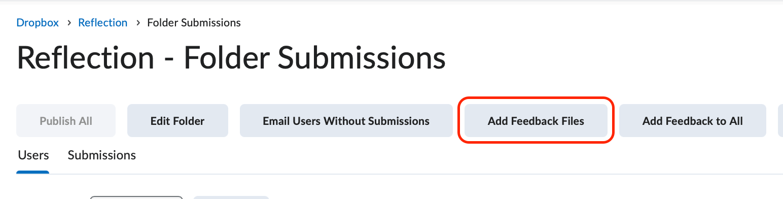 The add feedback files button