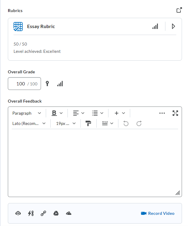 Image of the evaluation panel of the evaluate dropbox submission page