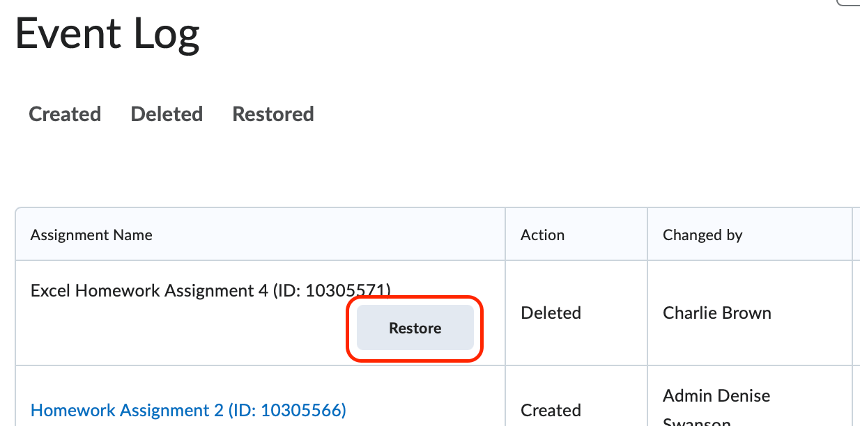 The restore button for dropbox folder