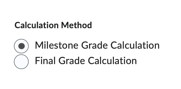 The Calculation Methods for a calculated item in a weighted gradebook