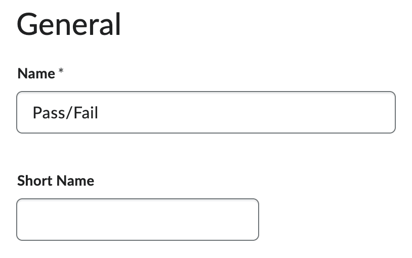 The general settings for creating a new grade scheme.