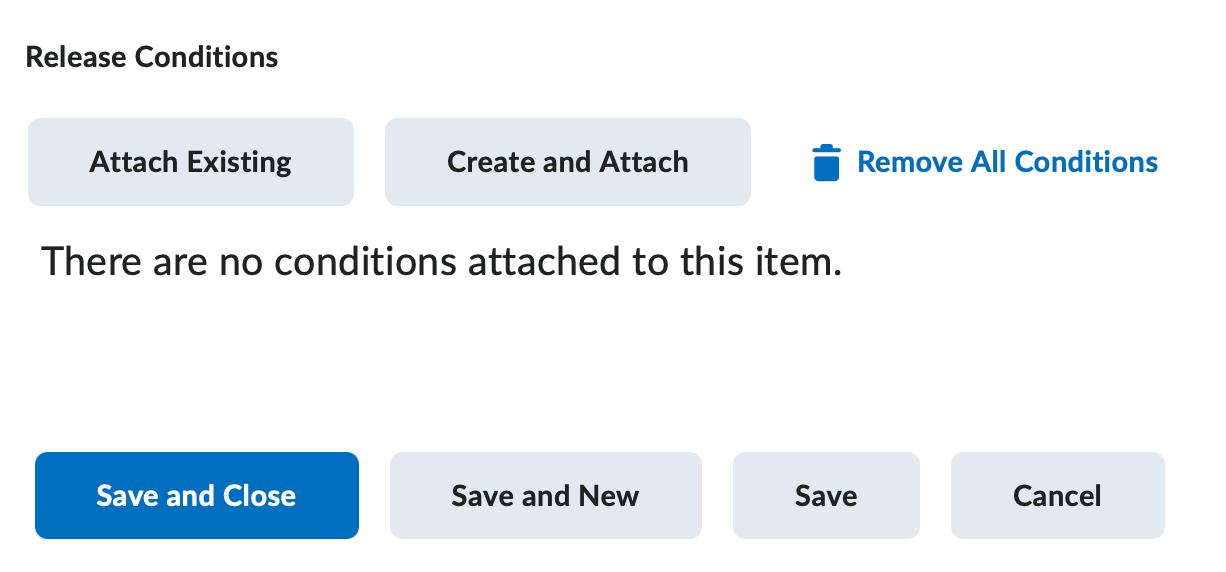 The release conditions for a grade item.