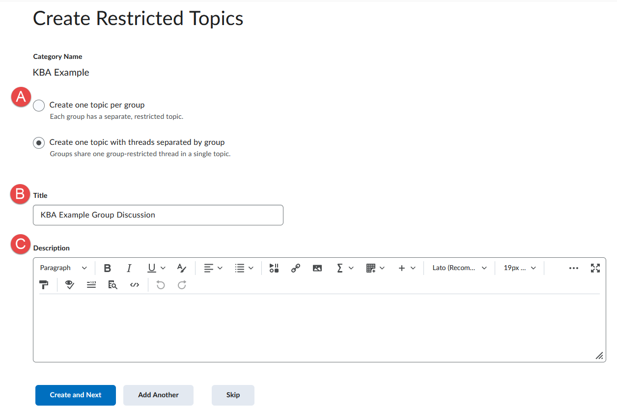 discussion topic settings