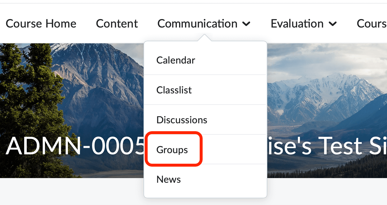 The course nav bar with the groups tool selected
