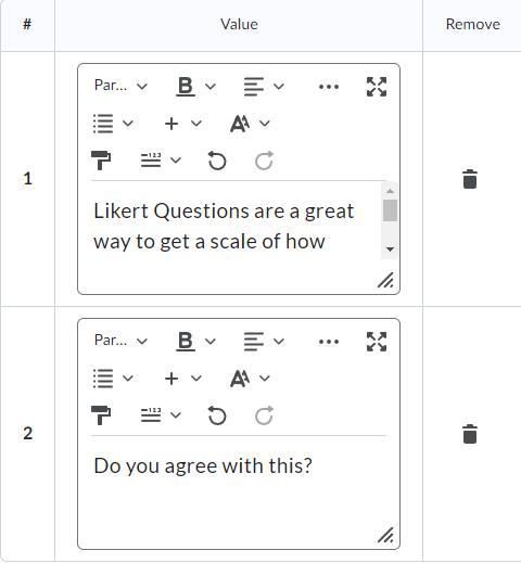 image of the answer option table with the value column highlighted