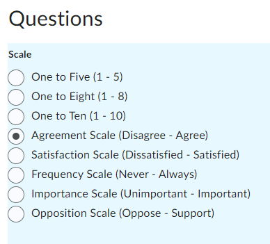 Image of the likert question scale options