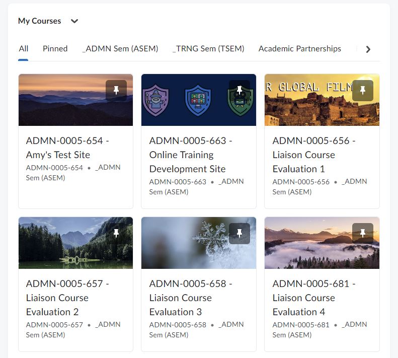 My Courses widget main view