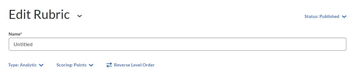 Image of the New RUbric Setup page that displays a textbox for the number of levels for this particular rubic, a textbox for the number of criteria for this particular rubic, and a scoring method drop-down. 