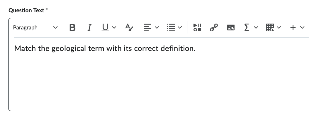 The question text for a matching question