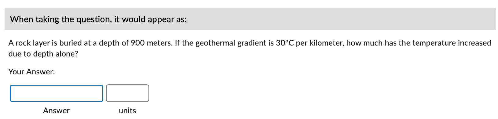 Example of an arithmetic question