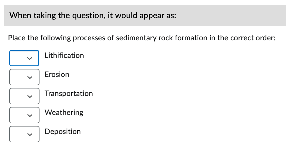 Example of an ordering question