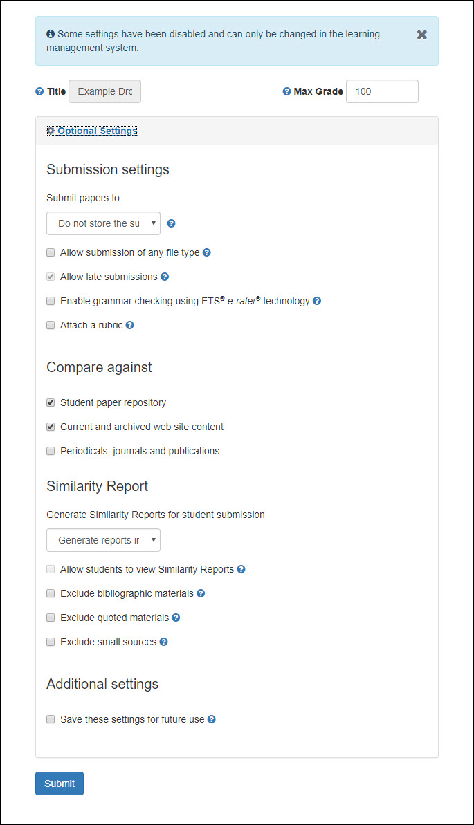 Image of the More Options in TurnItIn button. 