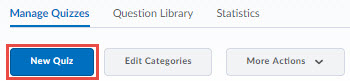 image of the new quiz button the Manage Quizzes screen