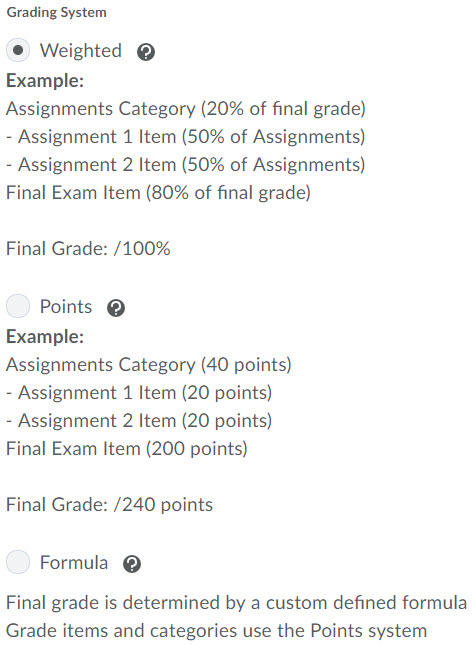 Image of the first step of the grades setup wizard.