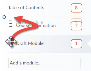 image depicting the drag and drop method of reordering content