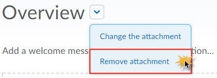 Image of the overview context menu with the remove attachment option displayed