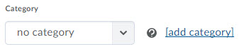 Image of the Category dropdown and the add category hyperlink within the edit quiz page
