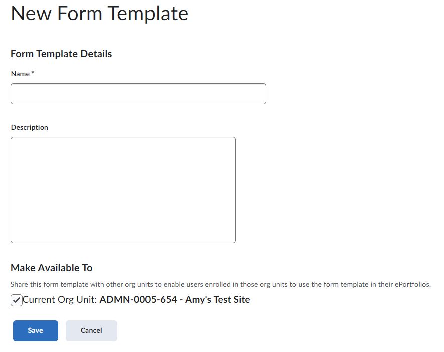 Image of the New Form Template form