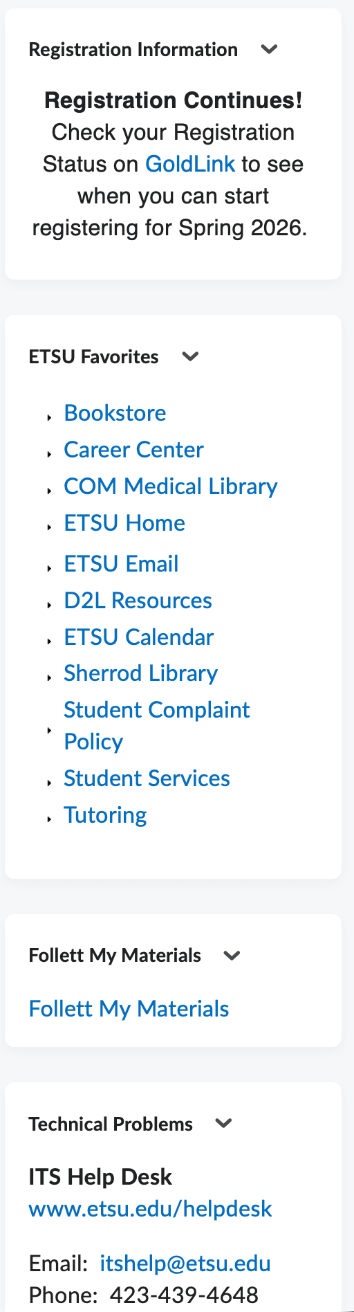 The side widgets on the my home page
