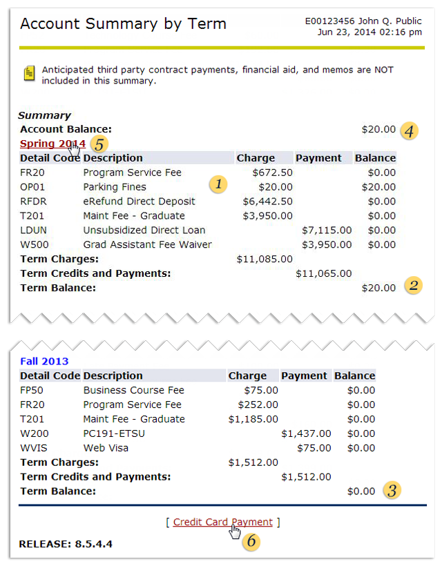 Account Summary by Term