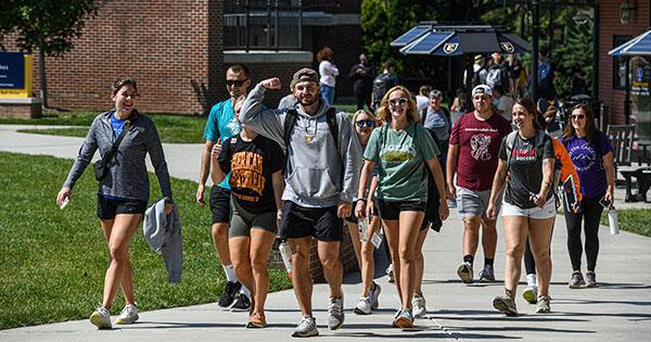 Students walking on campus