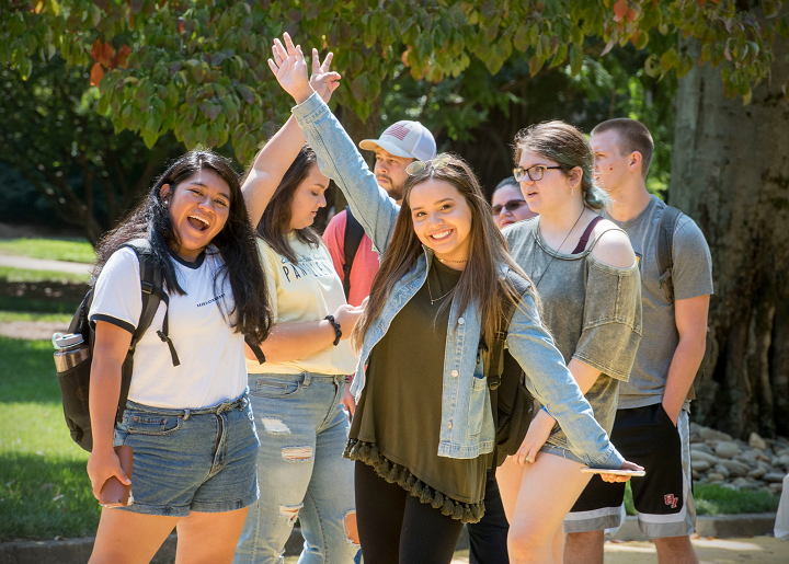 Students with Hands Up