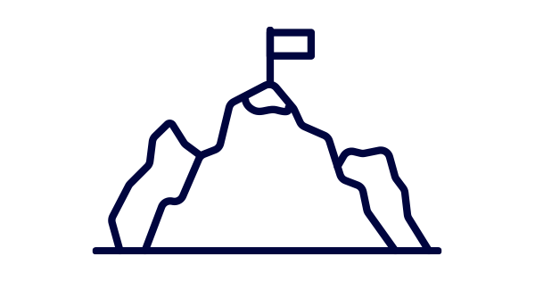 decorative image: mountains with flag atop.