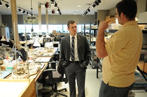 Representative Tilman Goins tours the Gray Fossil Site lab