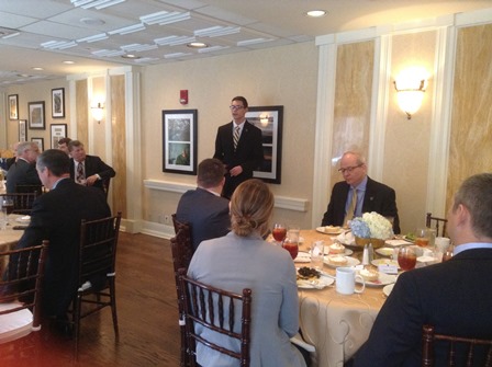 Brad Fisher, Roan Scholars student representative, speaks to attendees at legislative luncheon. 