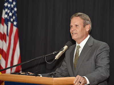 Governor Bill Lee addresses crowd