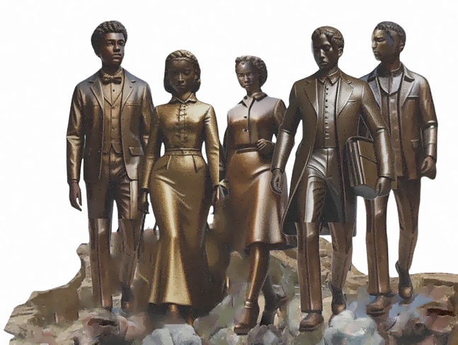 Bronze Statue of first fiveAfrican American students to integrate ETSU