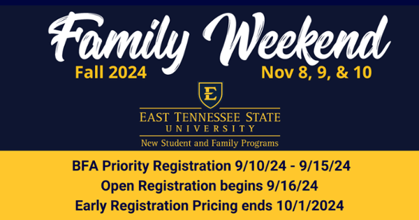 Family Weekend Nov 8-19 bfa registration open now. open registration begins 9/16/24. early registration pricing ends 10/1/24