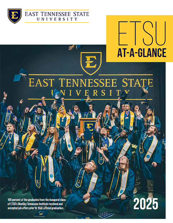 Cover of ETSU's 2025 At a Glance booklet