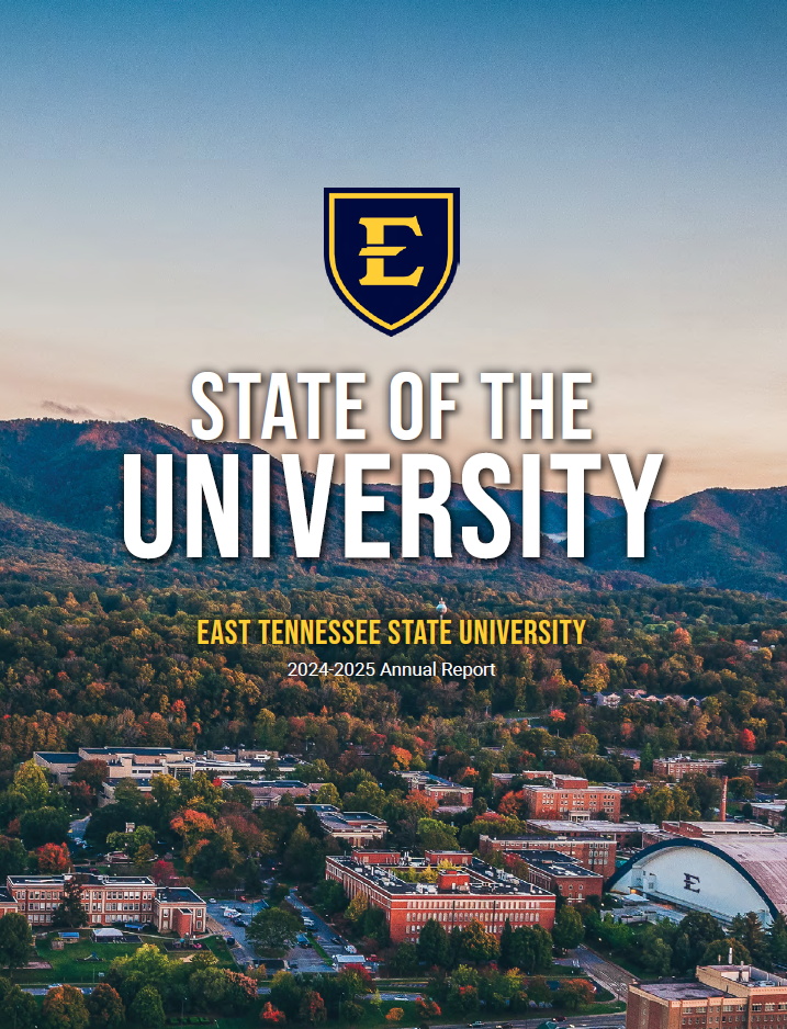 Cover of ETSU's 2023-24 annual report, also known as State of the University